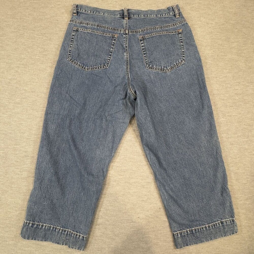 Eddie Bauer Cropped Jeans Womens Petite 12 Relaxed Fit Blue Denim 100% Cotton - Picture 2 of 14